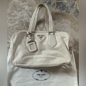 Prada Cream Leather East West Bag